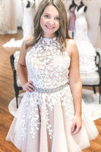 Vestido Corto de Baile de Bienvenida Amarillo con Aplicaciones de Tirantes y Cinturón con Abalorios PD323