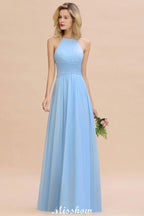 Halter Backless Beach Bridesmaid Dress Chiffon Garden Wedding Party Dress