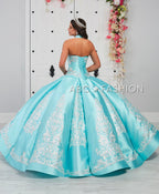 Embroidered Halter Quinceanera Dress by LA Glitter 24057