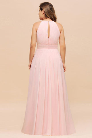 Neckholder-Brautjungfernkleid in Übergröße, Chiffon, für Hochzeiten und Partys, für Mädchen