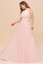 Vestido de dama de honor rosa com alças, tamanho grande, vestido de festa de casamento em chiffon para menina