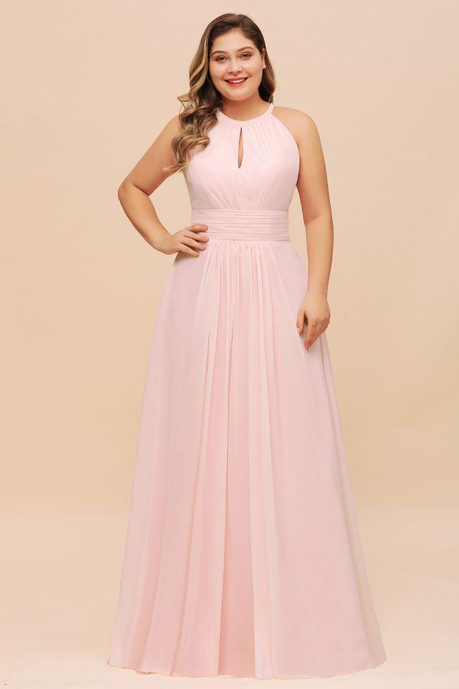 Vestido de dama de honor rosa com alças, tamanho grande, vestido de festa de casamento em chiffon para menina