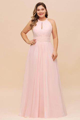 Neckholder-Brautjungfernkleid in Übergröße, Chiffon, für Hochzeiten und Partys, für Mädchen