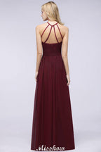 Halter Sleeveless Floor-Length Bridesmaid Dress with Ruffles
