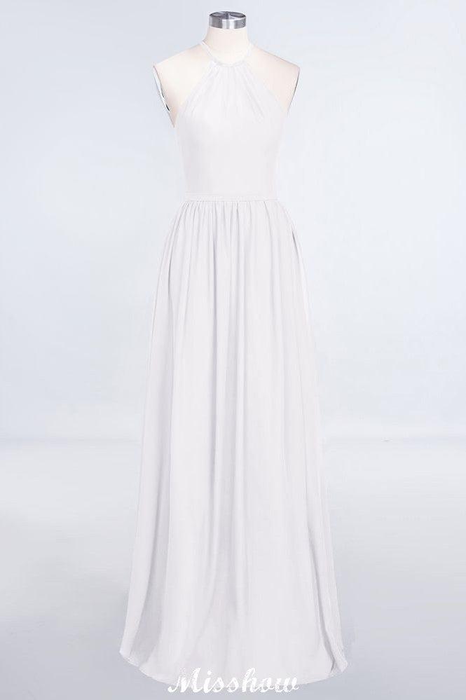 Halter Sleeveless Floor-Length Bridesmaid Dress with Ruffles