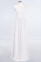 Halter Sleeveless Floor-Length Bridesmaid Dress with Ruffles