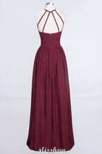 Halter Sleeveless Floor-Length Bridesmaid Dress with Ruffles