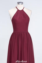 Halter Sleeveless Floor-Length Bridesmaid Dress with Ruffles