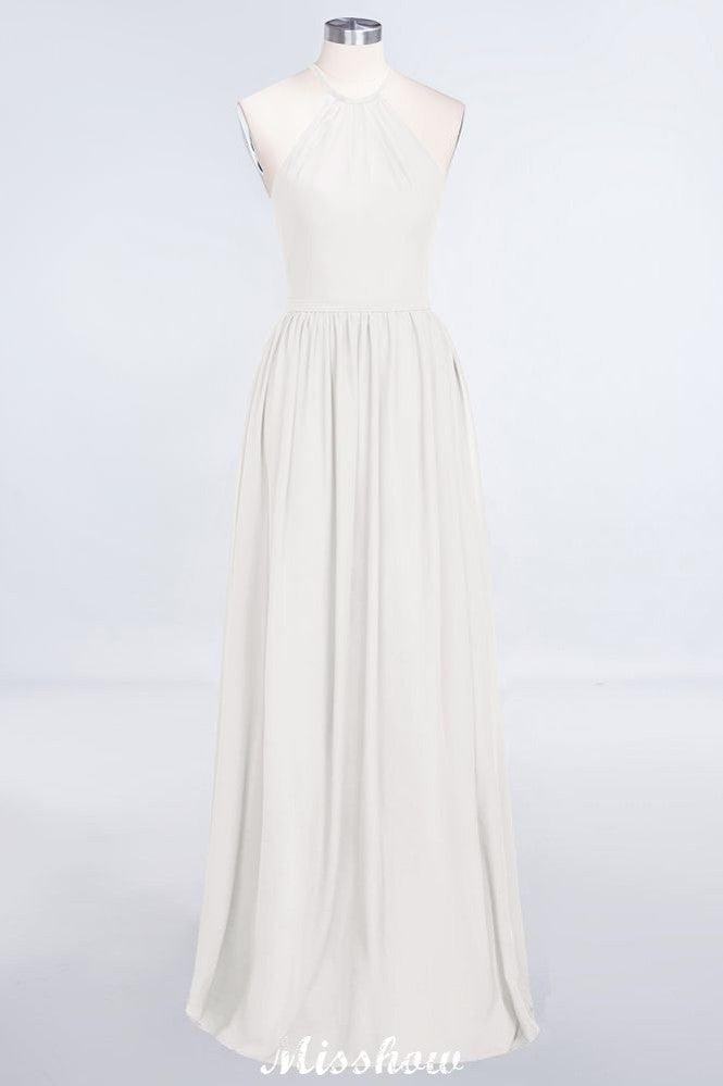 Halter Sleeveless Floor-Length Bridesmaid Dress with Ruffles