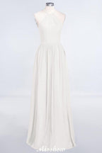 Halter Sleeveless Floor-Length Bridesmaid Dress with Ruffles