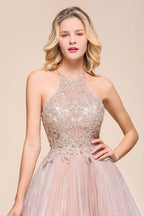 Trägerbesetztes Glitzer-Kurzballkleid für den Homecoming-Anlass mit Blumen-Spitze, A-Linie, Knie lang
