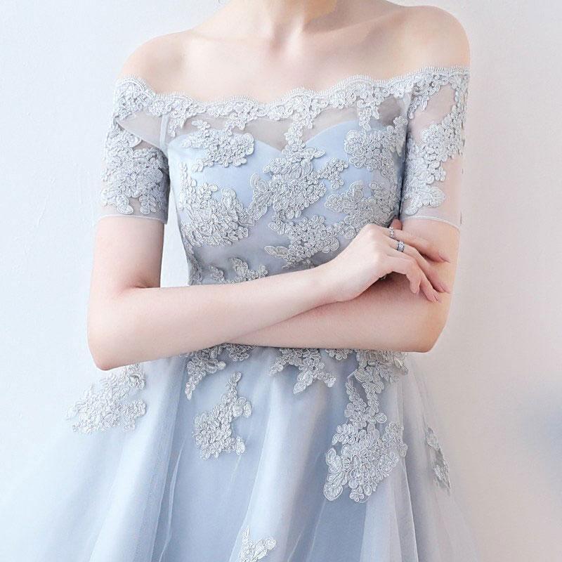 High Low Homecoming Dress Off-the-shoulder Tulle Short Prom Dress  PD355