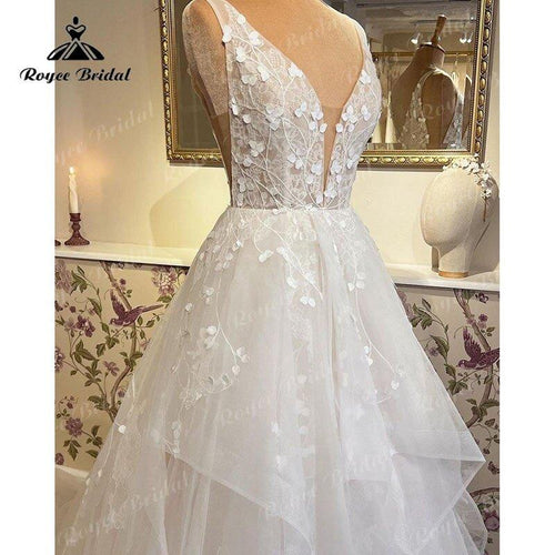 Abito da Sposa Principessa A Line con Scollo a V Profondo e Corpetto per Ricevimento Nuziale vestido de noiva princesa 2022