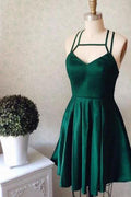 Robe de bal sexy bretelles haltérophiles vert foncé courte robe de soirée PD402