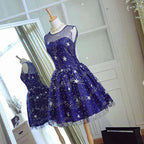 Homecoming Dress Tulle Sleeveless Stars Short Prom Dress Party Dress  PD367