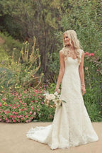 Trumpet/Mermaid Court Train Lace Country Wedding Dress WD138 by pgmdress