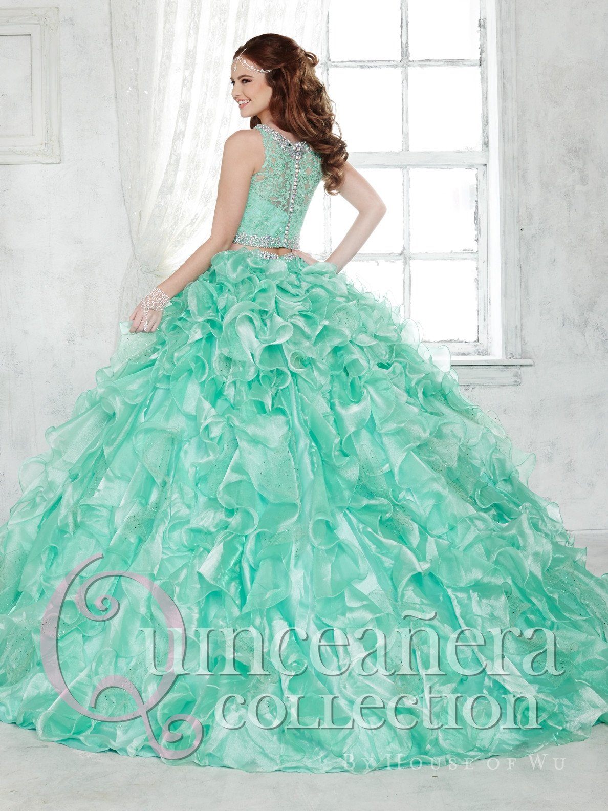 Crop Top Quinceanera Dress with Mini Skirt by House of Wu 26813
