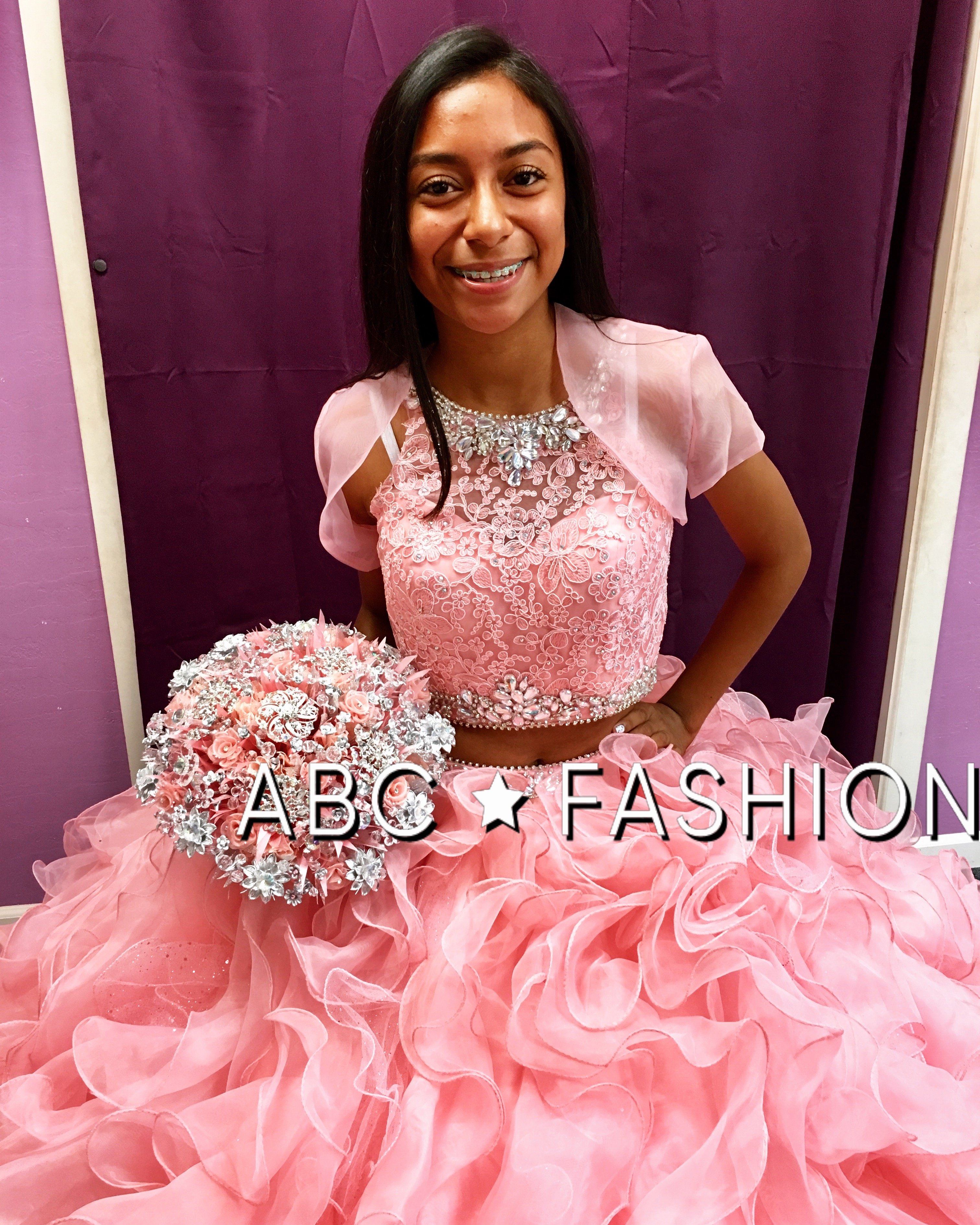 Crop Top Quinceanera Dress with Mini Skirt by House of Wu 26813