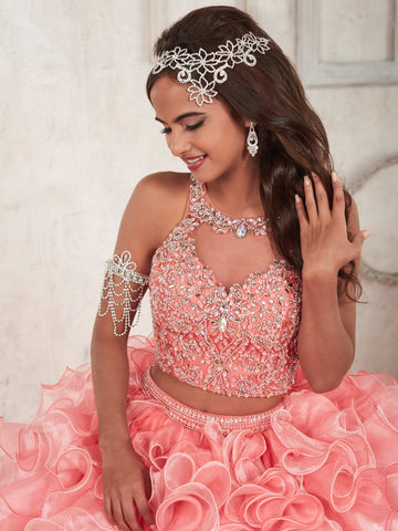 Quinceanera-Kleid mit Rüschen und bauchfreiem Oberteil von House of Wu 26830