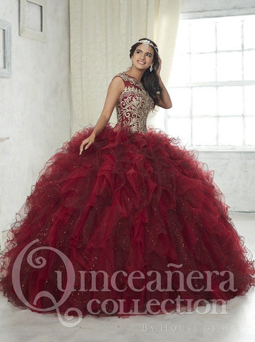 Ärmelloses Quinceanera-Kleid mit Rüschen von House of Wu 26835