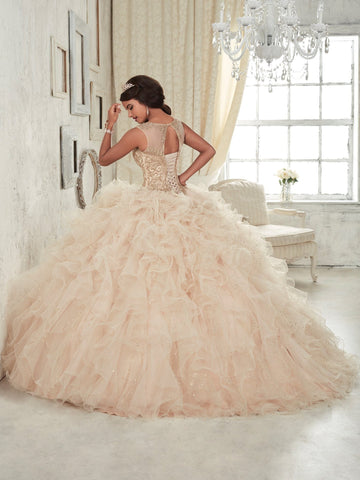 Ärmelloses Quinceanera-Kleid mit Rüschen von House of Wu 26835
