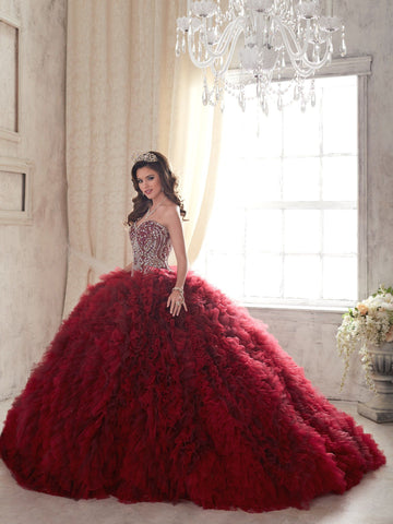 Trägerloses Quinceanera-Kleid mit Rüschen von House of Wu 26838