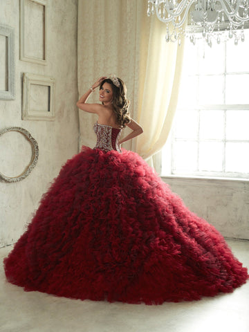 Trägerloses Quinceanera-Kleid mit Rüschen von House of Wu 26838
