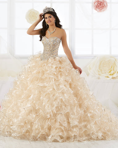 Trägerloses Quinceanera-Kleid mit Rüschen von House of Wu 26845