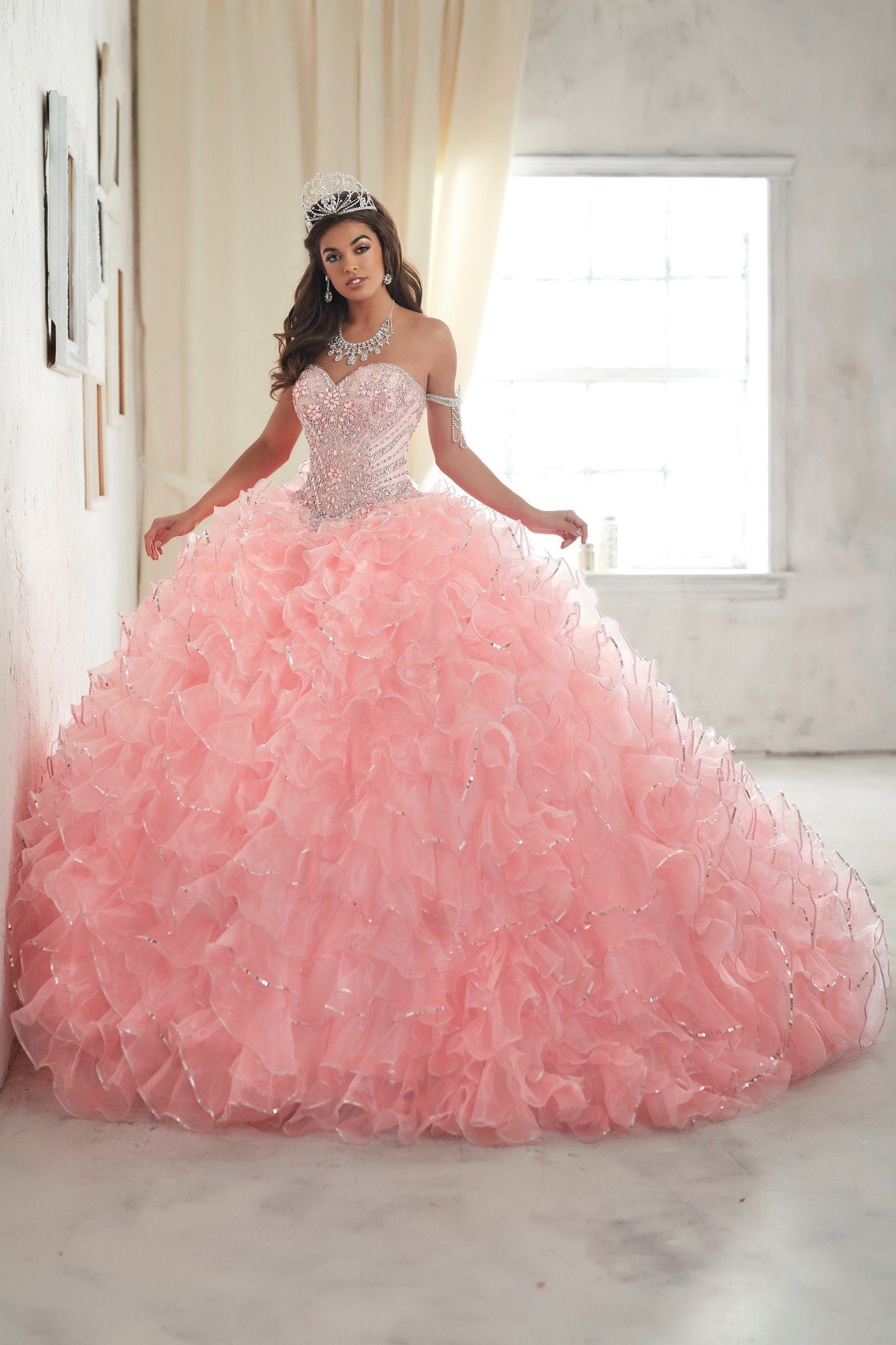 Strapless Ruffled Quinceanera Dress by House of Wu 26845