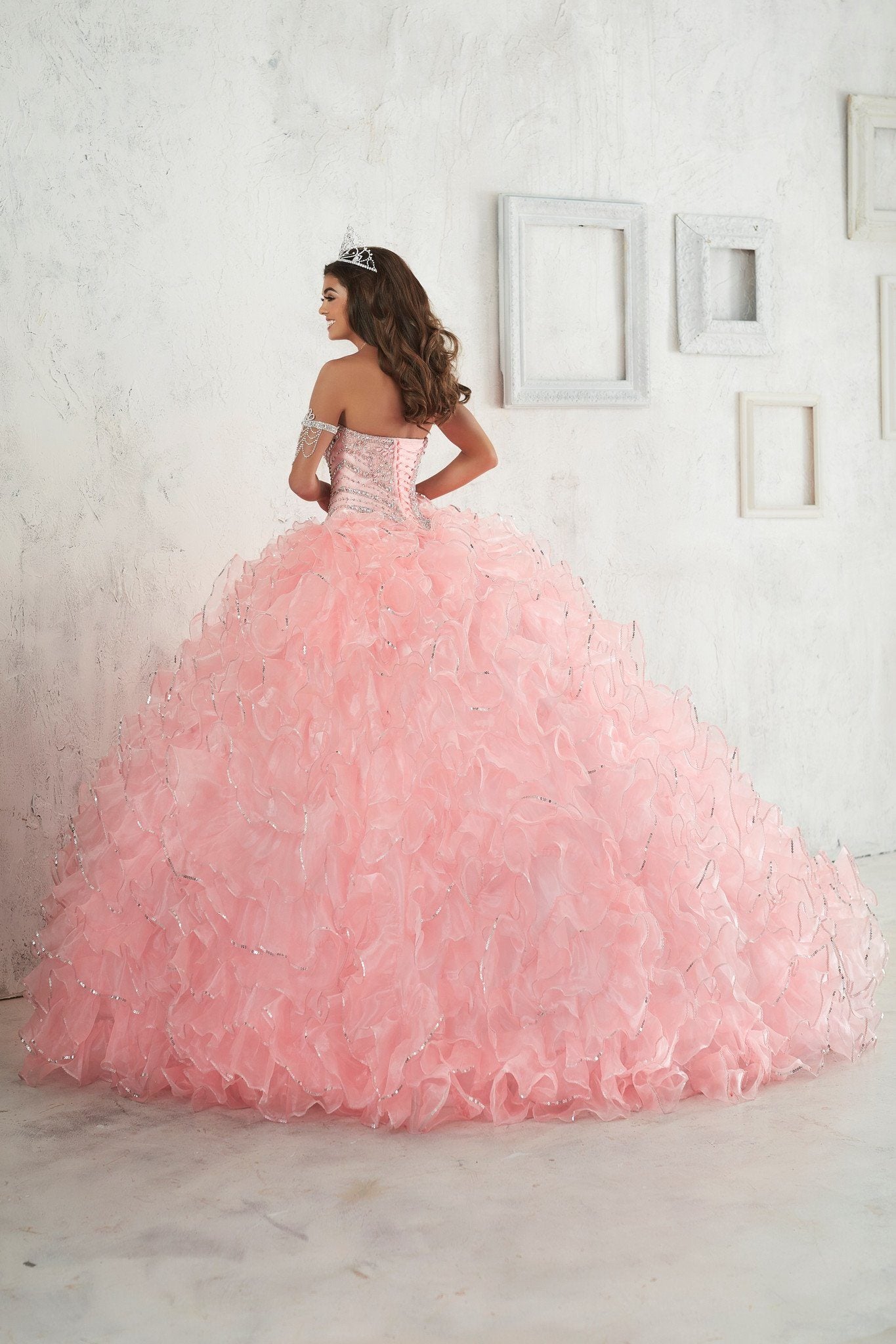 Strapless Ruffled Quinceanera Dress by House of Wu 26845
