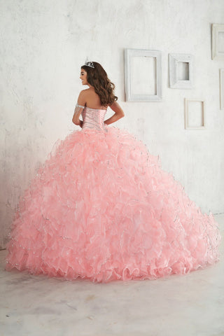 Trägerloses Quinceanera-Kleid mit Rüschen von House of Wu 26845