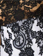 Robe cocktail gaine / colonne noire grande taille robe élégante robe d'invitée de mariage d'automne pour mère longueur thé manches longues décolleté bretelle tombante tissu extensible avec appliqués