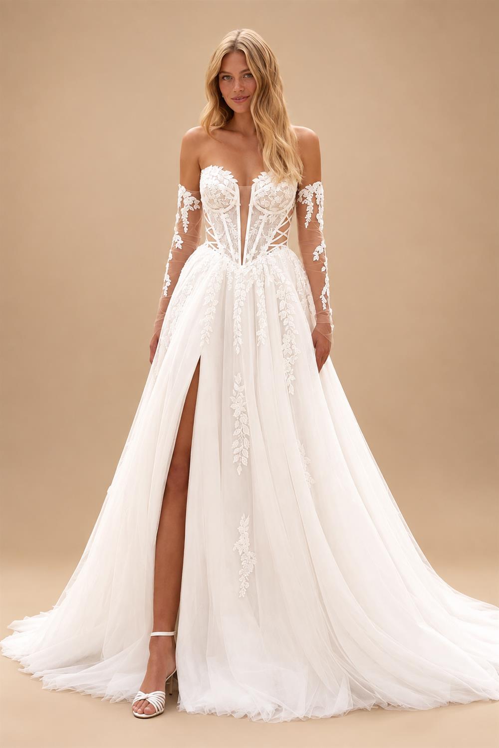 Off the Shoulder Lace Appliques A-line Sweetheart Wedding Dresses 2026 Side Slit Long Robes De Soriee Customized