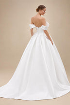 Pleat Off The Shoulder A-Line Wedding Dress Sweetheart Women 2026 Backless Sweep Train Vestidos De Novia Customized