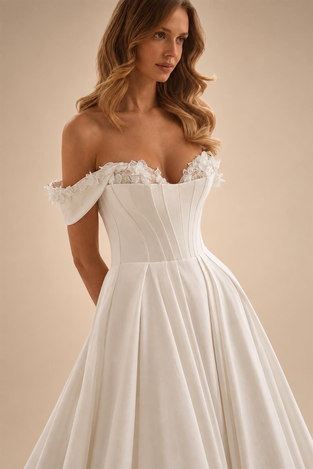 Sweetheart Off The Shoulder A-Line Wedding Dresses 2026 Women Flowers Lace Pleat Open Back Satin Vestidos Customized