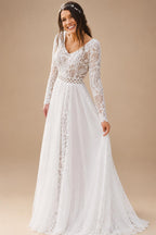 Boho Beach Lace Chiffon Wedding Dress for Bride A-Line Sweep Train Party Bridal Gown Vestidos De Novia Customized
