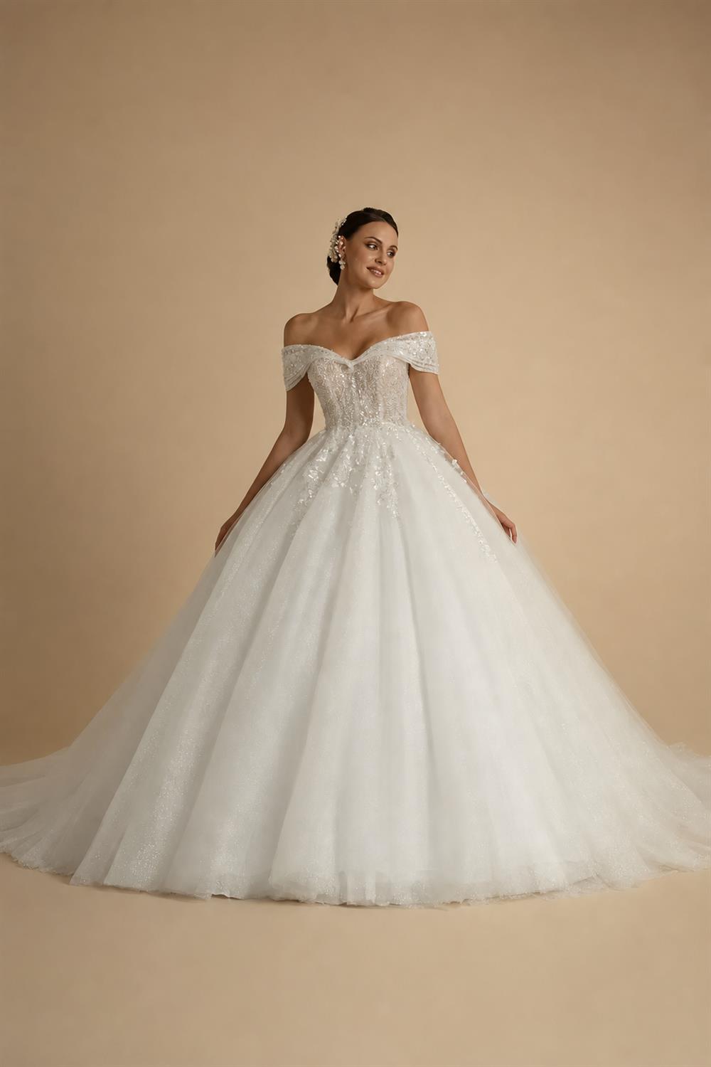 Princess Beading Wedding Dresses 2026 For Bride Off Shoulder Sleeveless Women Glitter Ball Bridal Gown Customized