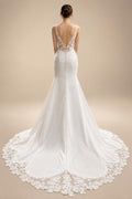 Scoop-neck Ruched Wedding Gown with Shawel Charming Mermaid Lace Appliques Spaghetti Strap Bridal Dresses Customized