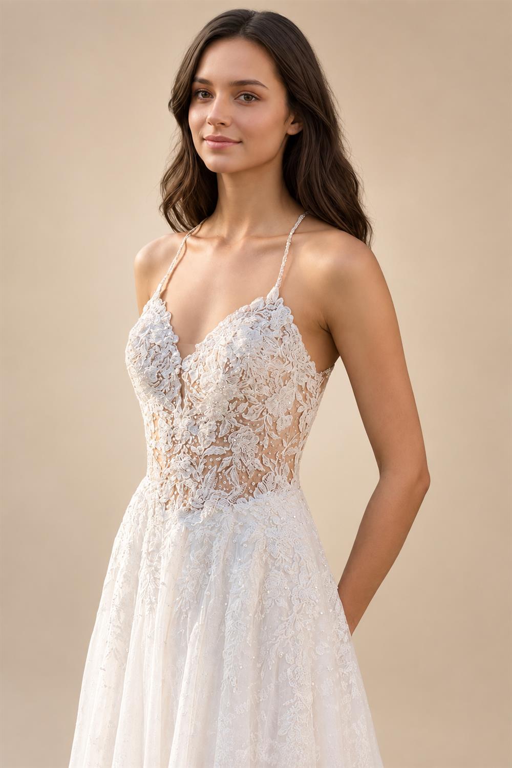 Spaghetti Straps Wedding Dress 2026 Floral Lace Appliques A Line Long Bride Dress vestido de novia boda Customized