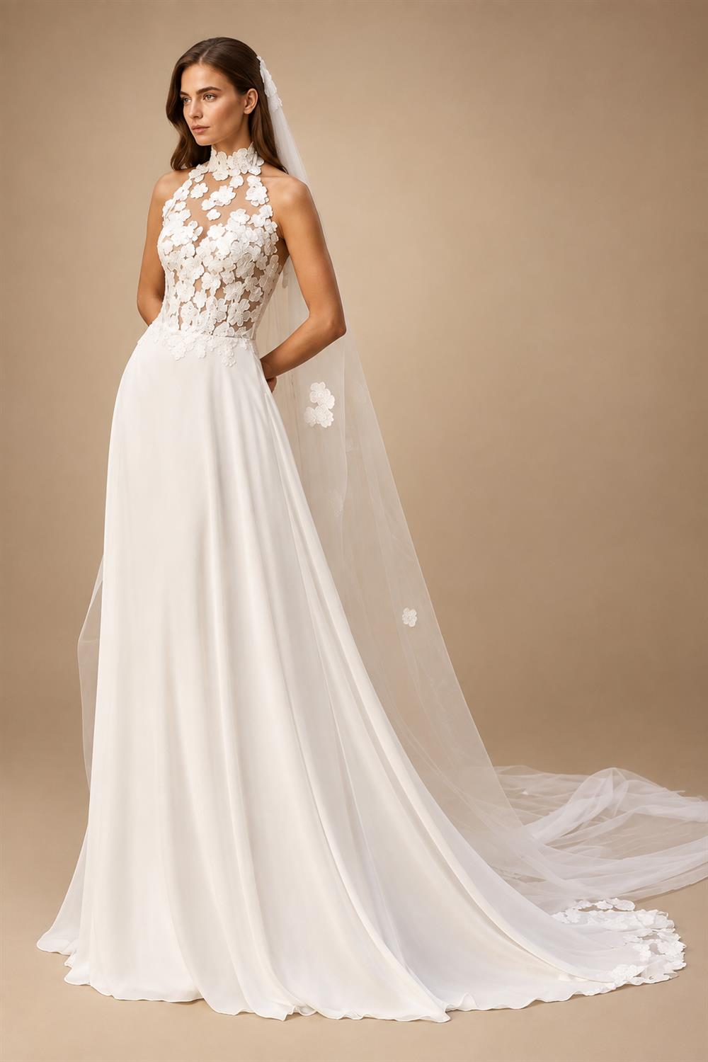 Bohemian Off Shoulder Wedding Gowns Sweetheart Lace Applique Chiffon A‑Line Bridal Dress Backless Customized