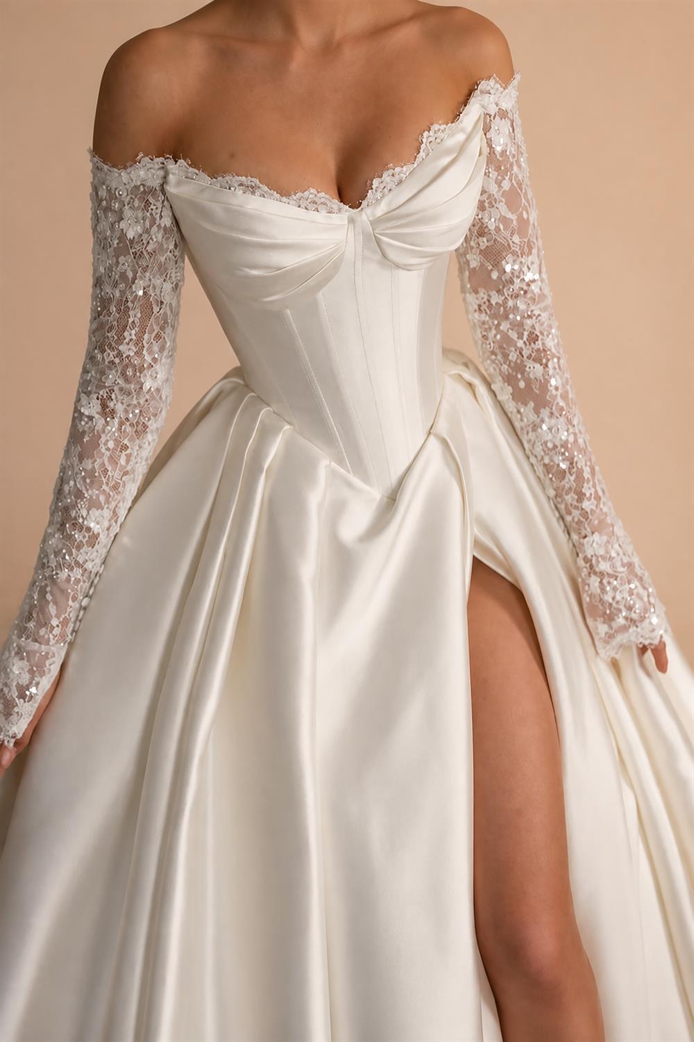 Princess Long Sleeve Wedding Dresses 2026 V-Neck Lace Appliques Tulle Floor Length Bridal Gowns Customized