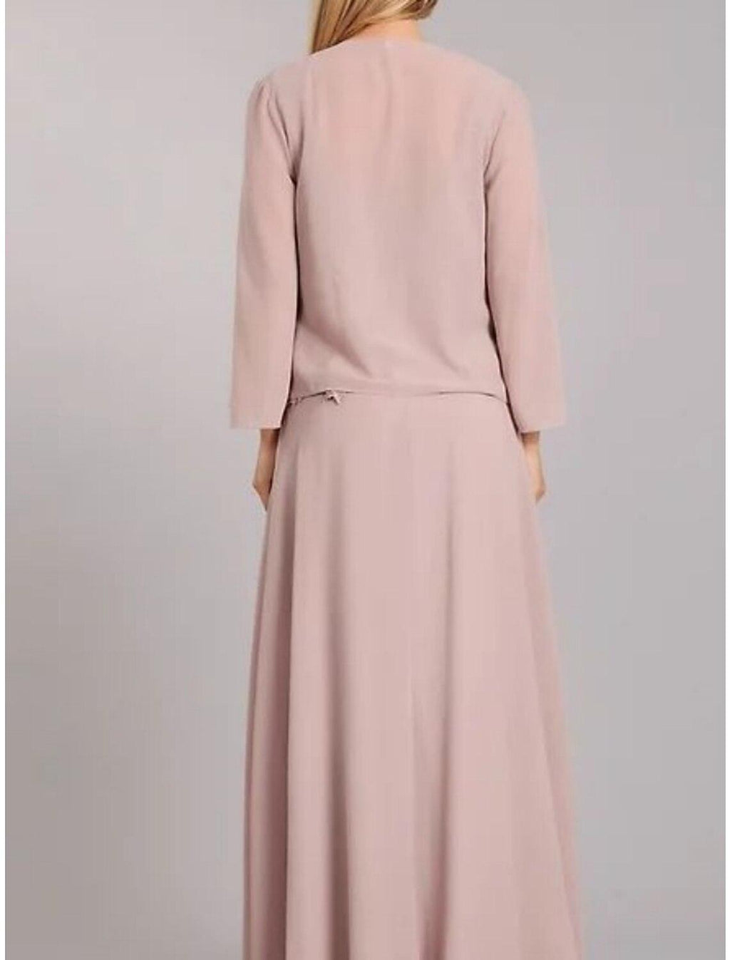 Sheath / Column Mother of the Bride Dress Wedding Guest Elegant Scoop Neck Floor Length Chiffon Lace Long Sleeve with Ruching Solid Color