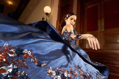 Quinceanera-Kleid mit Illusionsärmeln von Ragazza D95-595