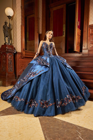 Quinceanera-Kleid mit Illusionsärmeln von Ragazza D95-595