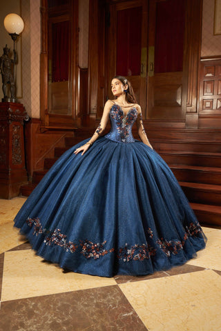 Quinceanera-Kleid mit Illusionsärmeln von Ragazza D95-595