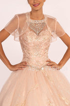 Illusion Sweetheart Glitter Ball Gown with Bolero by Elizabeth K GL2600