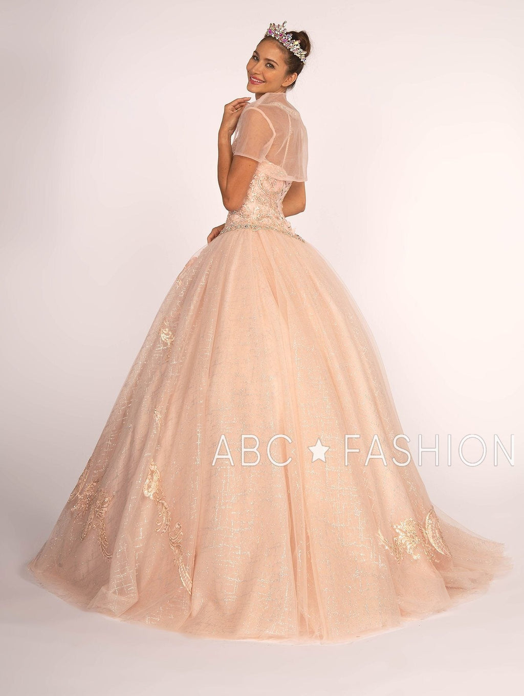 Illusion Sweetheart Glitter Ball Gown with Bolero by Elizabeth K GL2600