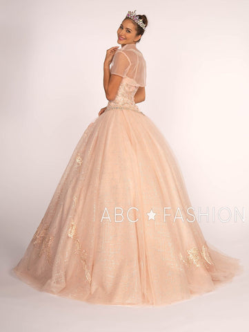 Illusion Sweetheart Glitzer-Ballkleid mit Bolero von Elizabeth K GL2600