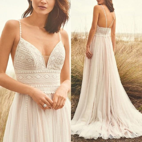 NumberSea Brautkleid mit Spitzenmieder, elegantes Brautkleid