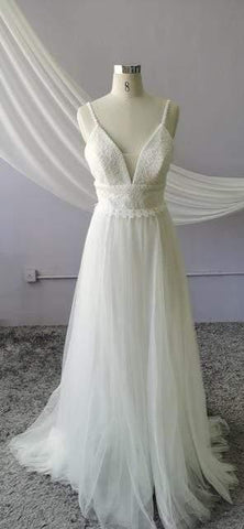 NumberSea Brautkleid mit Spitzenmieder, elegantes Brautkleid